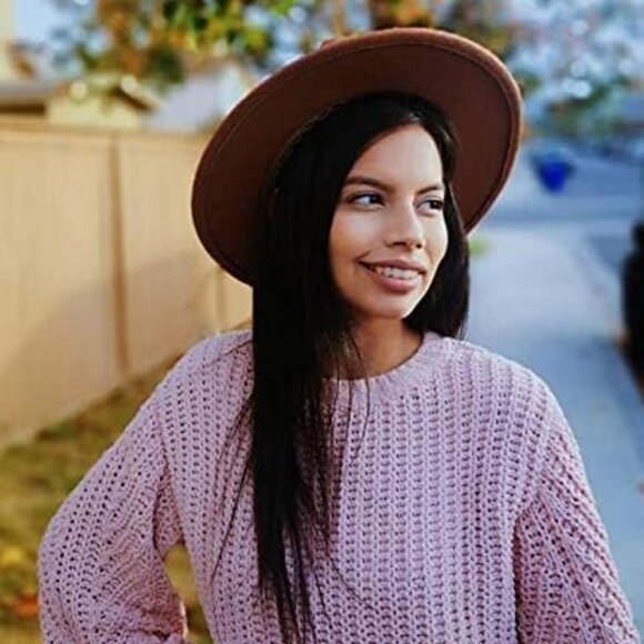 Women Wide Brim Floppy Panama Hat Wool Polyester Casual Outdoor - Picture 3 of 5